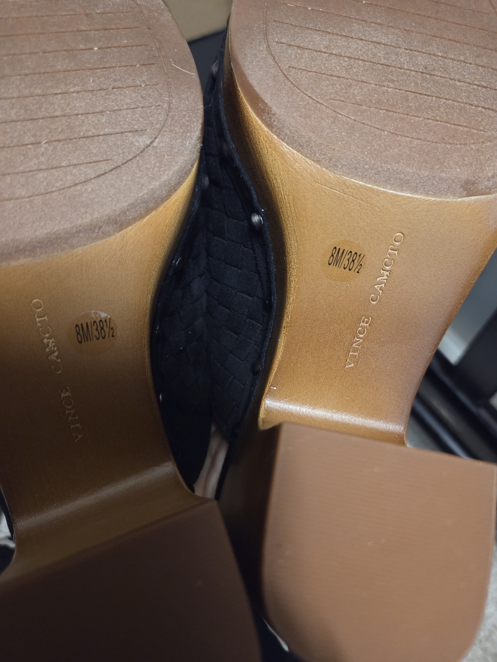 Vince Camuto Cindell Black Woven Suede Platform Clogs - Picture 5 of 6